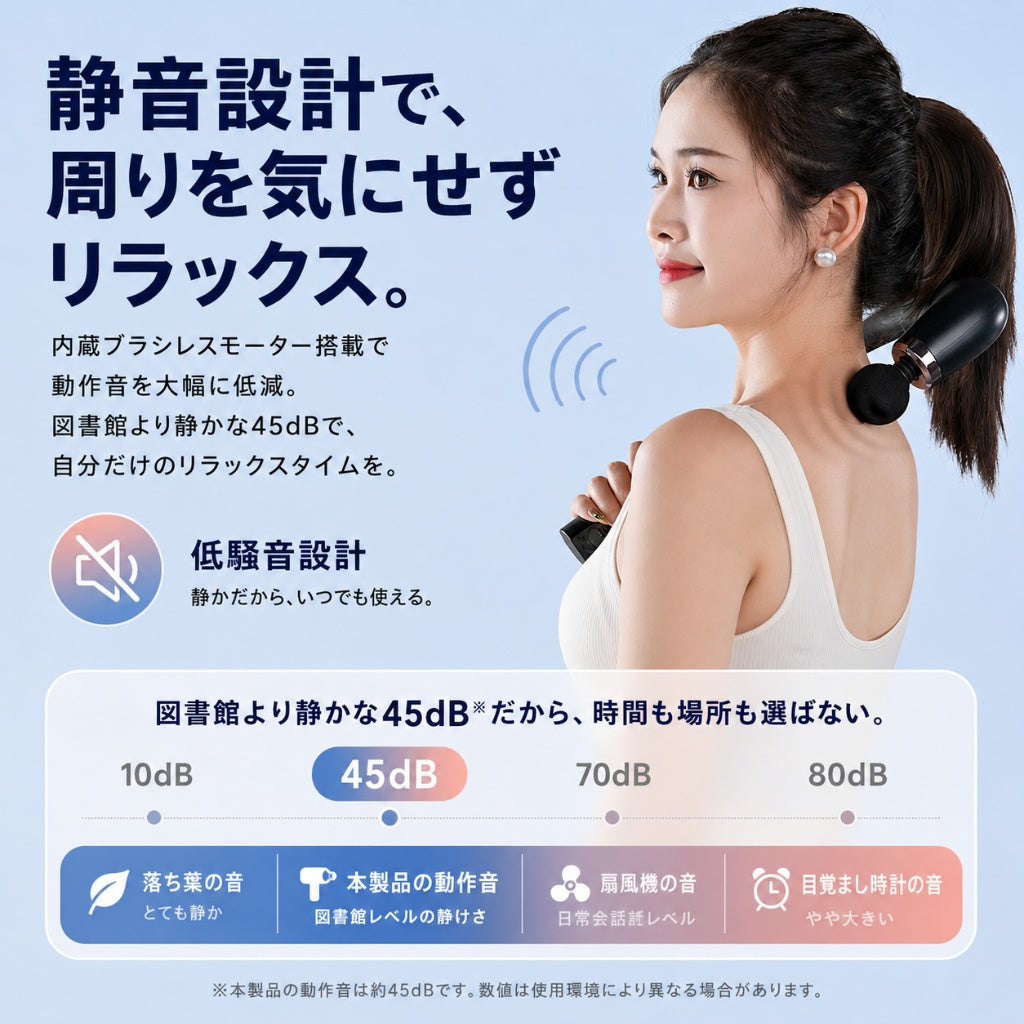 筋膜リリースガン 10mm深層振動・伸縮ハンドル搭載・静音Type-C充電式